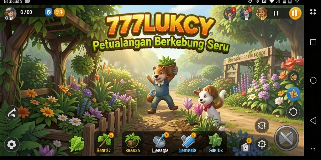 Tampilan gameplay unik dari 777LUKCY dengan berbagai aktivitas bertani.