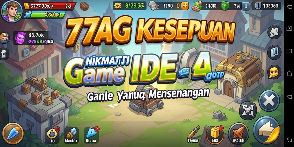 Tampilan gameplay 77AG dengan karakter yang berinteraksi di dunia idle.
