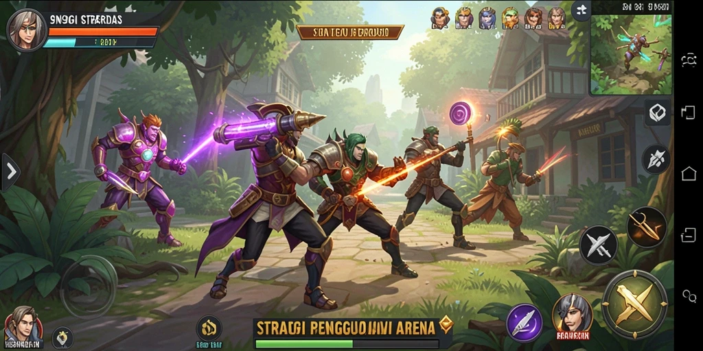 Tampilan gameplay 9N9N dengan strategi menarik dalam pertempuran.