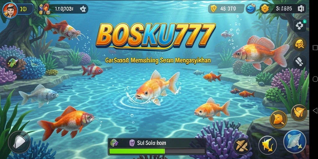 Screenshot utama BOSKU777 menunjukkan gameplay memancing yang menarik dan menantang.
