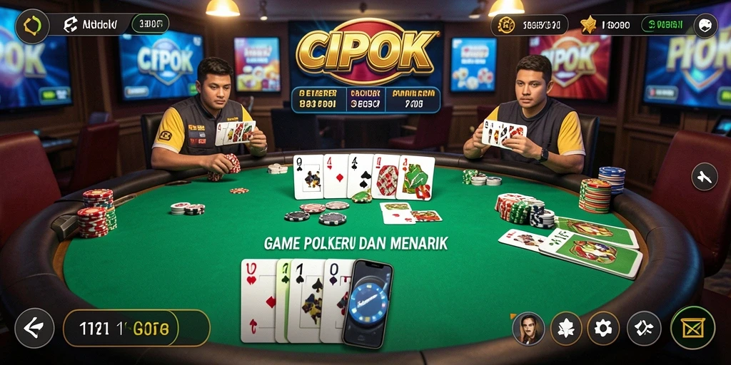 Tampilan gameplay Poker yang mendebarkan di CIPOK.