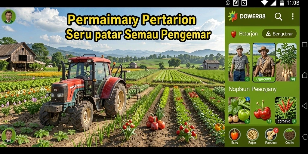Tangkapan layar gameplay DOWER88 menampilkan aktivitas bertani yang seru.