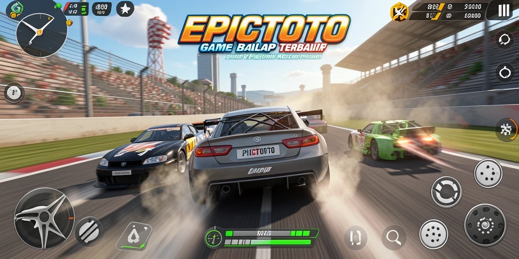 Tampilan gameplay balap EPICTOTO yang seru dan menegangkan.