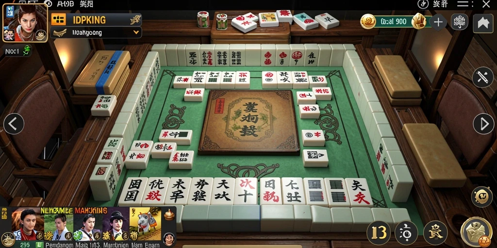 Tampilan gameplay <strong>IDPKING</strong> yang menarik dengan banyak ubin Mahjong.