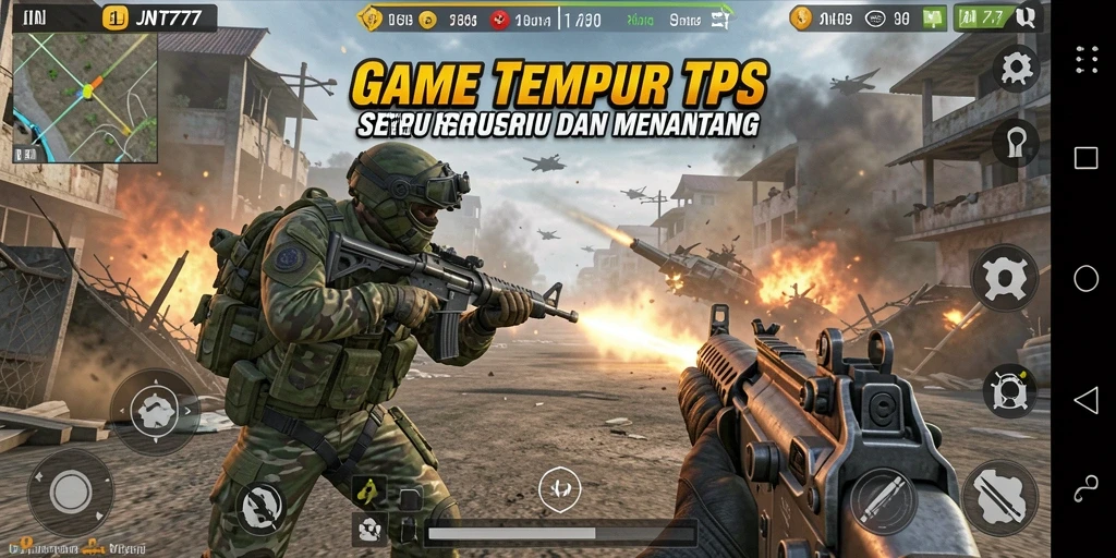 Gameplay intens dan seru dalam JNT777 yang menunjukkan aksi tembak-tembakan.