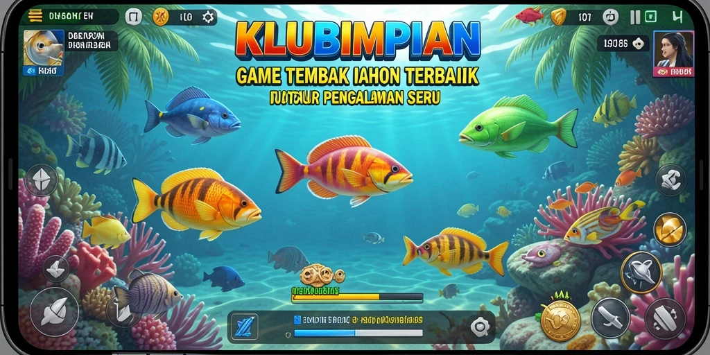 Screenshot utama KLUBIMPIAN menampilkan aksi seru dalam Tembak Ikan.