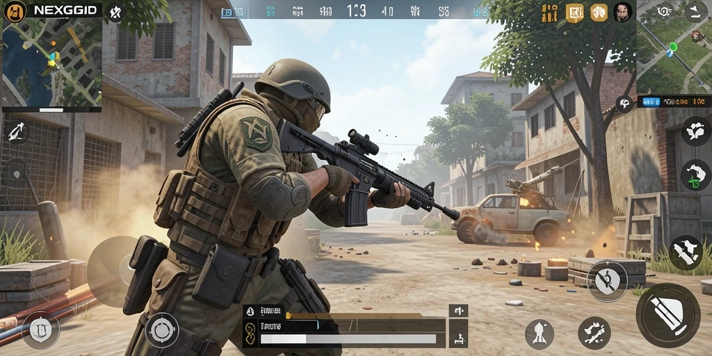 Tampilan gameplay NEXGID yang mendebarkan dan penuh aksi.