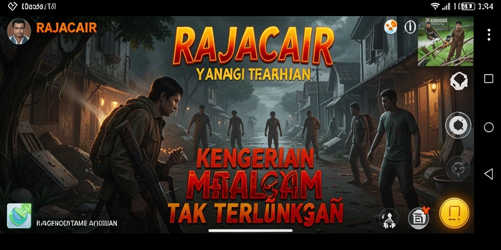 Screenshot gameplay RAJACAIR menampilkan suasana mencekam dengan efek visual yang menakutkan.