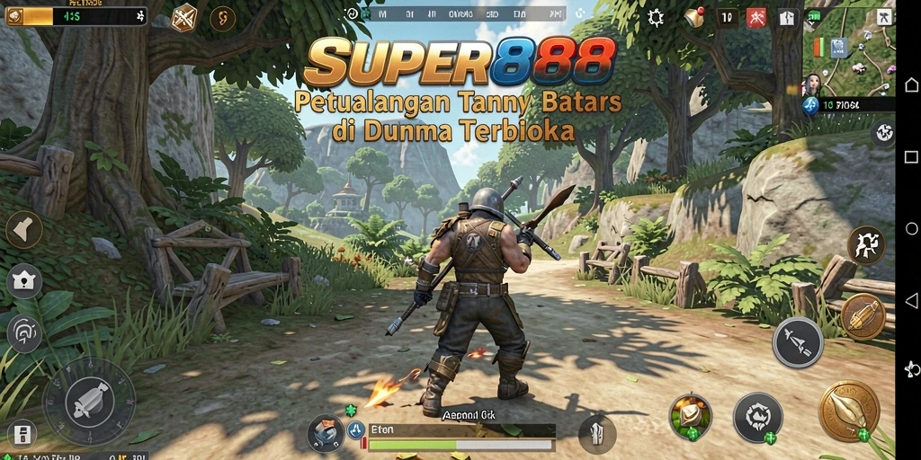 Gameplay SUPER88 menampilkan petualangan di dunia terbuka yang luas.